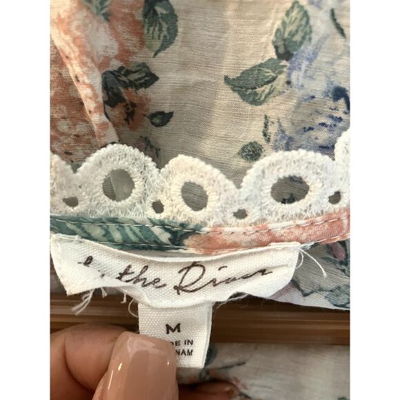 BY THE RIVER Floral Printed Bell Sleeve Top PRAIRIE FEMININE SOFT GIRL COTTAGE M - Picture 3 of 7
